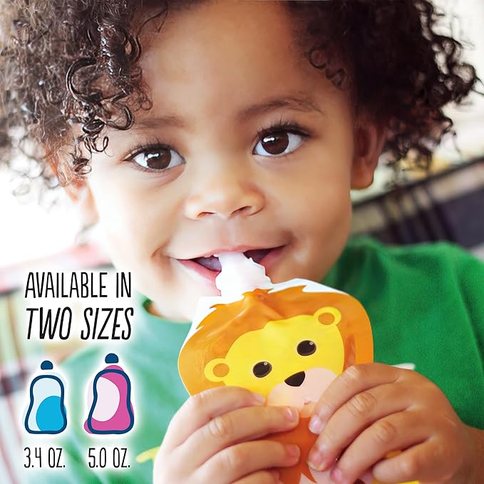 Squooshi Reusable Baby Food Pouches for Toddlers | BPA Free Plastic, Food Safe, Freezer Safe | Refillable for Applesauce Yogurt & Puree Squeeze Pouch