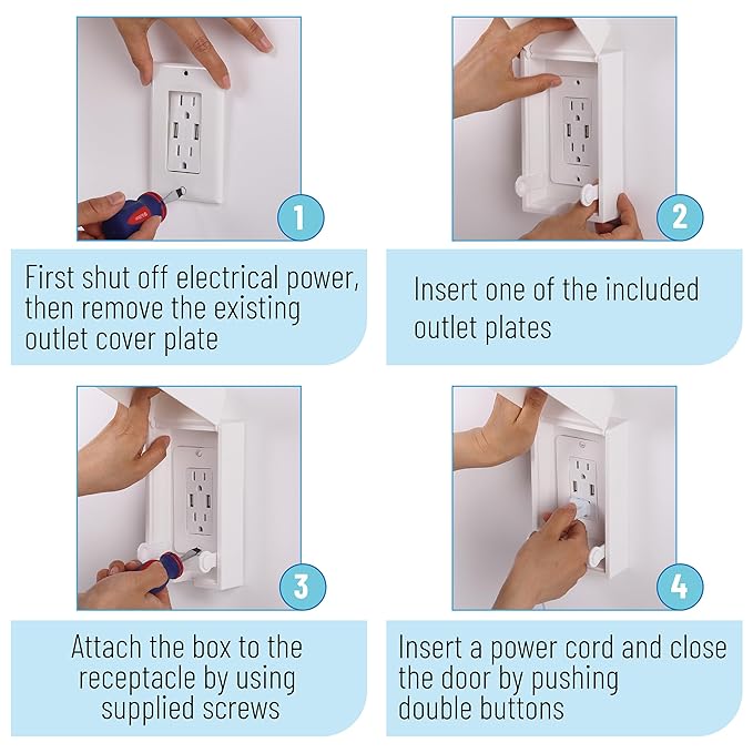 Bates - Baby Safety Outlet Cover Box, 2 Pack, Baby Proof Outlet Covers Baby Proofing, Plug Covers for Electrical Outlets, Socket Covers for Outlets, Child Proof Outlet Cover, Outlet Box Cover