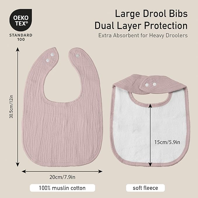 GLLQUEN BABY Muslin Drool Bibs for Boys Girls 6 Pack, Adjustable Baby Bibs for Drooling and Teething, Soft Cotton Baby Bandana Bib for Newborn Feeding Essentials (Muslin Sweetie)