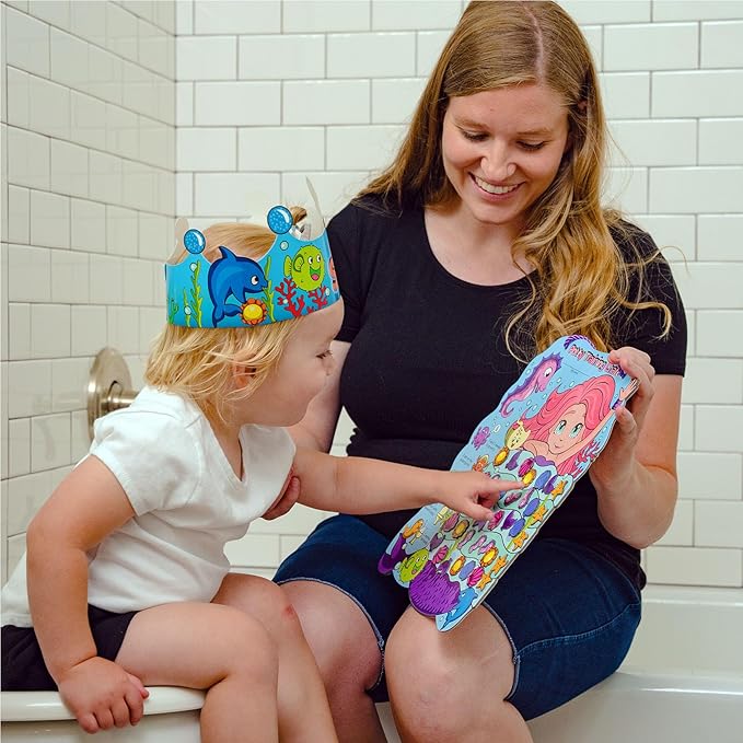 PUTSKA Potty Training Reward Chart for Girls with 35 Reusable Stickers – Potty Chart for Toddlers Girls - Reward Chart for Kids for Toilet Success - Mermaid