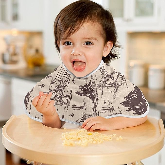 Western American Cowboy Burp Cloths Baby Boys Girls Absorbent Soft Cotton Burping Cloths Rags 4 Pack