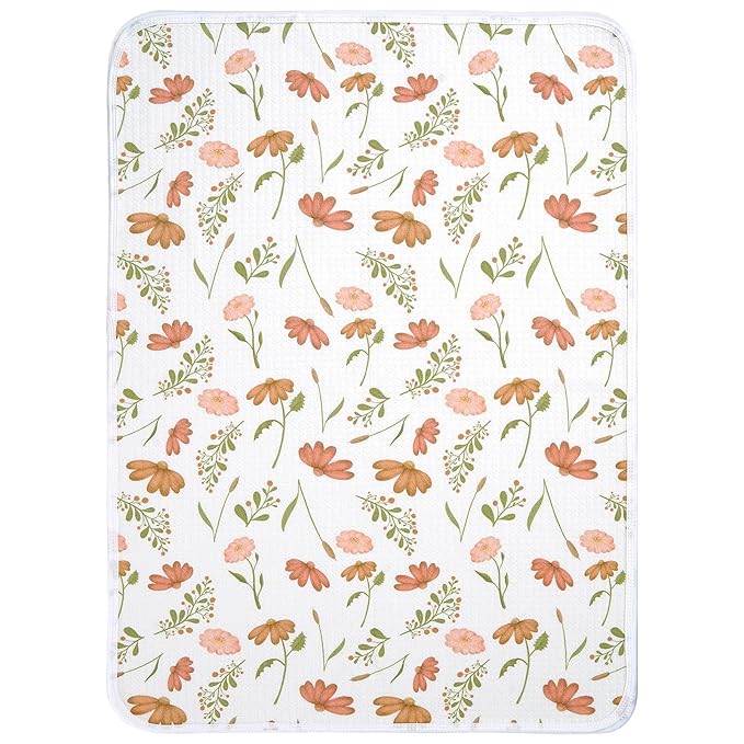 haakaa Waterproof Changing Pad Liners, 100% Cotton, Soft & Breathable (1pc, 19.5" x 27.5" Velvet Bloom)