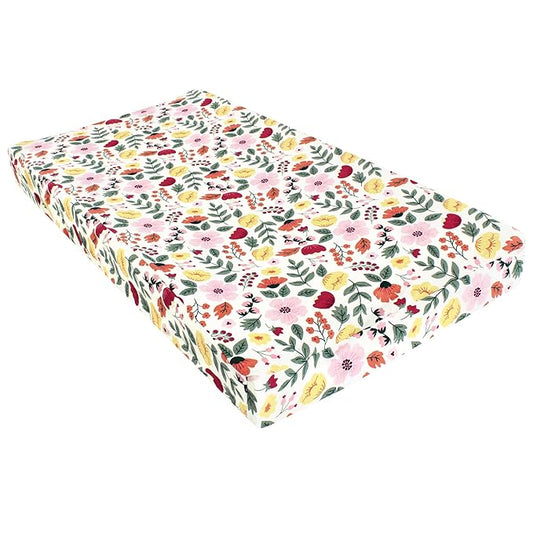 Hudson Baby Unisex Baby Changing Pad Cover, Fall Botanical, One Size
