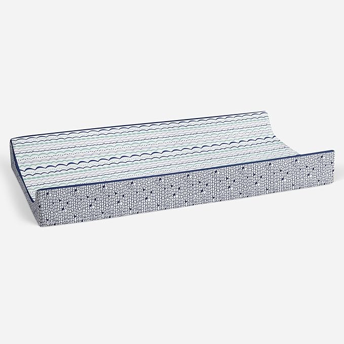 Bacati - Tribal Noah Mint/Navy Quilted Top Changing Pad Cover (Garland Mint/Navy)