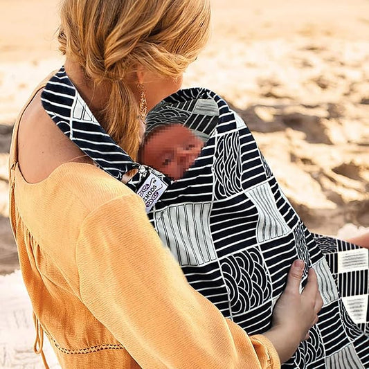 Nursing Cover for Mom Breastfeeding, Baby Privacy Nursing Covers Up Breathable Cotton with Ajustable Hoop for Mother (Black)