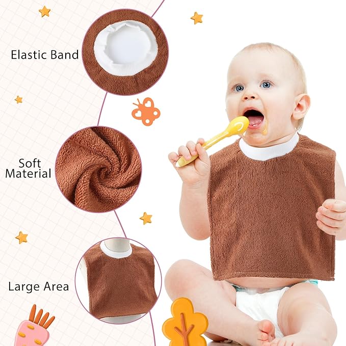 Foaincore 6 Pcs Pullover Baby Bibs Cotton Terry Toddler Absorbent Infant for Feeding and Drooling Towel Bib (Retro Colors)
