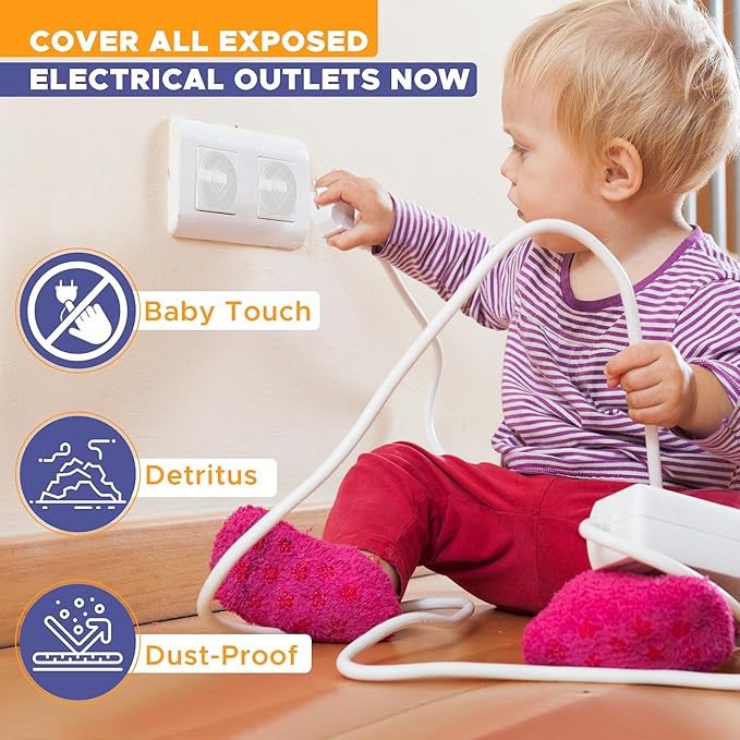 Mommy’s Helper Outlet Plug Covers – Baby Proof Electrical Outlet Protectors, Childproof Socket Safety Caps, Easy Press-Fit Installation, White, 36 Pack
