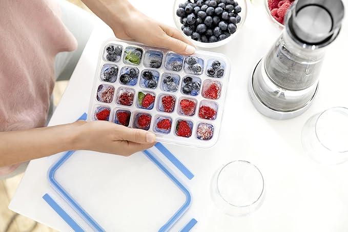 Emsa Clip and Close 2.0 Ice Cubes Box, Plastic, Blue/Transparent
