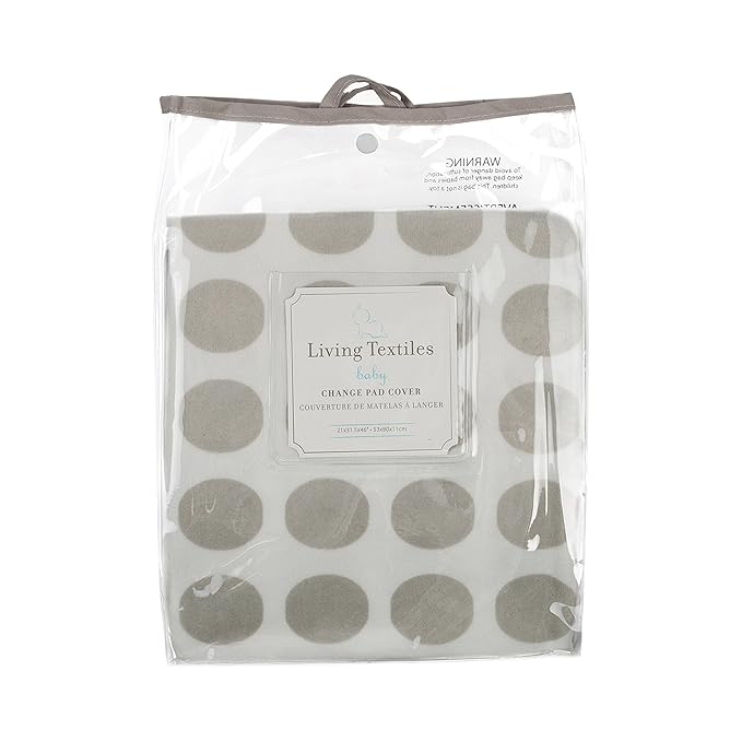 Living Textiles Change Pad Cover – Grey Mod Dot – Ultra Soft Velour Change Pad, Safe and Gentle for Baby Skin, Machine Washable, Fully Elasticized for Secure Fit