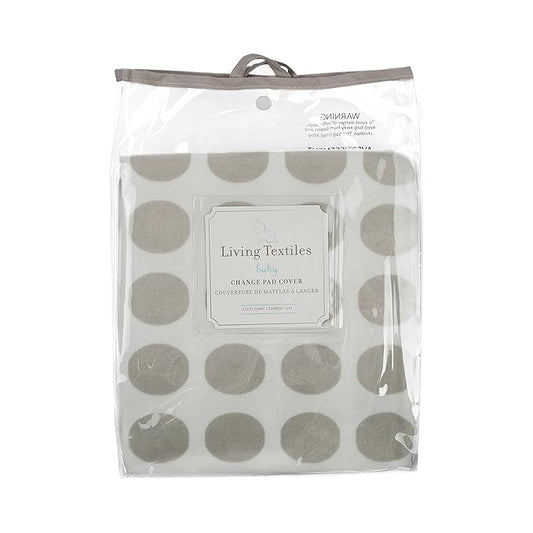 Living Textiles Change Pad Cover – Grey Mod Dot – Ultra Soft Velour Change Pad, Safe and Gentle for Baby Skin, Machine Washable, Fully Elasticized for Secure Fit