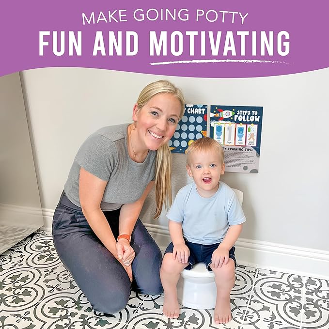 Hadley Designs Potty Training Chart for Toddlers Boys -10 Sticker Potty Chart for Toddlers Boys, 8.5x11" Potty Training Sticker Charts for Toilet Success, Space Toddler Reward Chart for Kids