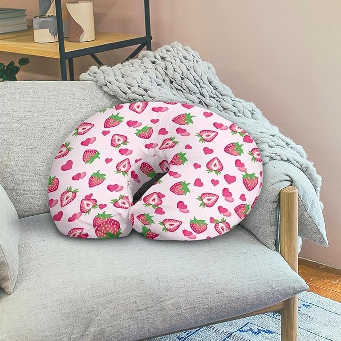 Pink Strawberry Breastfeeding Pillow Cover Cuddle Pillow Slipcover Detachable Nursing Pillow Protective Cas Baby Feeding Easy to Use and Dustptoof