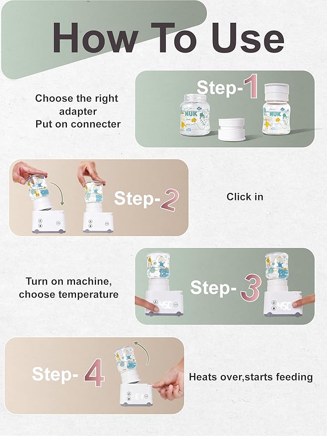 Portable Bottle Warmer Travel Bottle Warmer for Breastmilk with 6 Adapters Leak-Proof Baby Bottle Warmer