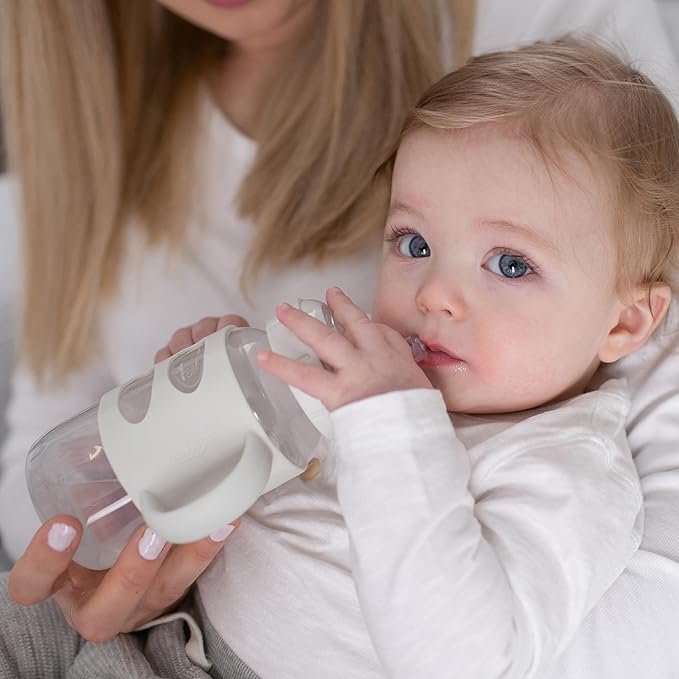 Dr. Brown's Milestones Wide-Neck Sippy Spout Bottle with 100% Silicone Handles & Milestones Cheers 360 Cup Spoutless Transition Cup, Travel Friendly