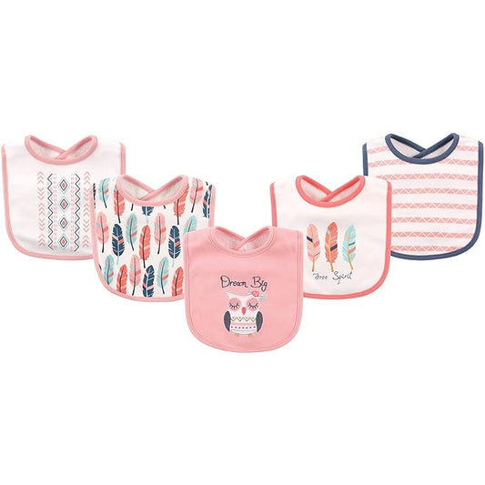 Hudson Baby Unisex Baby Cotton Bibs, Owl, One Size