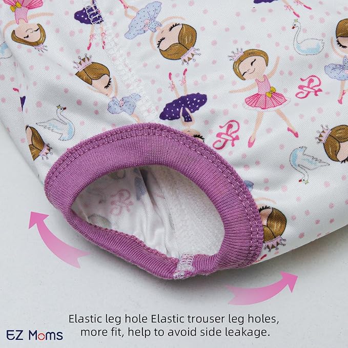 EZ Moms 10 Packs Reusable Potty Training Underwear for Girls Double Absorption Toddler Training Pants 3T-4T Waterproof High Waist Toddler Girl Underwear 3T Kid Confident Pee Pants with a Laundry Bag
