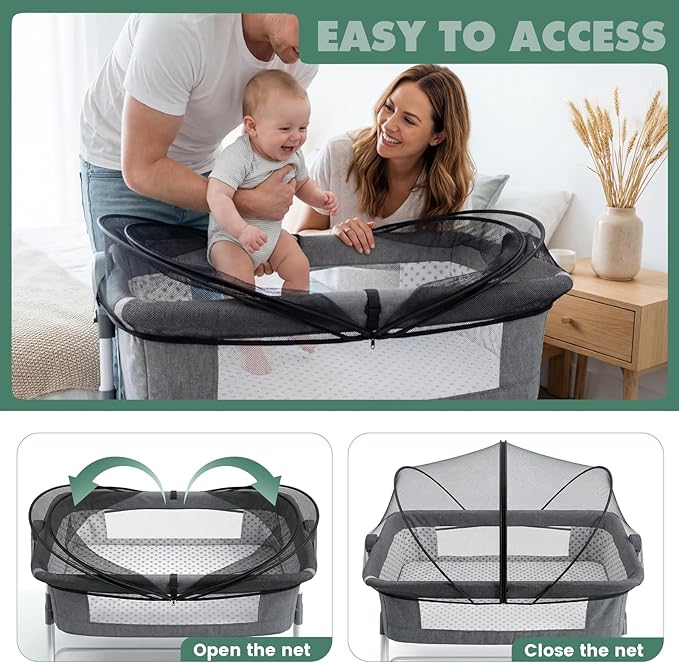 Orzbow Bassinet Cover for Cats - Breathable Mosquito Net Cover for Cradles/Travel Cribs/Mini Cribs, Baby Mosquito Net to Keep Pets Out, Baby Bassinet Accessories, Two-Way Self-Locking Zippers, Black