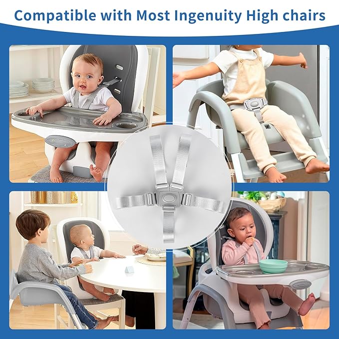 Adjustable High Chair Straps Replacement Compatible with Ingenuity for Most for Most 5 Point High Chairs,Secure Buckle,1PC