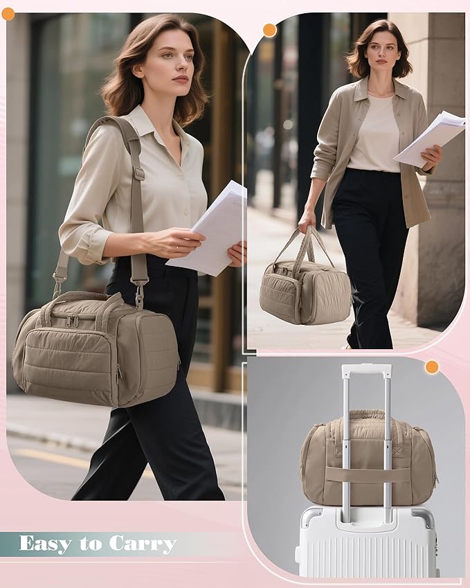 Marscamd Quilted Breast Pump Bag Compatible with Spectra S1 and S2, Pumping Bag with Cooler Compartment and a Drying Mat, Camel