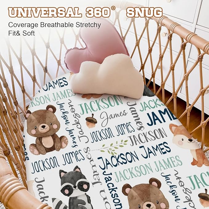 Personalized Toddler Changing Pad Cover - Custom 2 Piece Comfortable Animal Theme Changing Pad Covers for Baby Boys and Girls, Birthday Gift for Toddlers