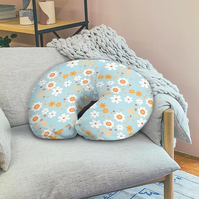 Lovely Hippie Flower Baby Breastfeeding Pillow Cover Nursing Cover for Newborn Girls Boys Super Soft and Comfortable for Home, 1 Pack