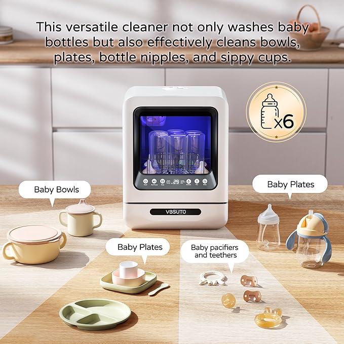 Baby Bottle Washer Pro,All-in-One Bottle Washer and Sterilizer and Dryer,Cleans 6 Baby Bottles Simultaneously,Baby Bottle Washer for Bottles, Pump Parts & Baby Essentials