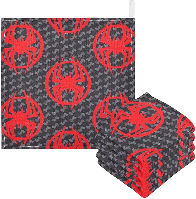 vvfelixl Baby Muslin Washcloths Red Spiders Silhouettes Baby Burp Cloths Cotton Baby Face Towel for Newborn Infants Boys Girls Soft and Absorbent 11.8 X 11.8 in, 3 Pack