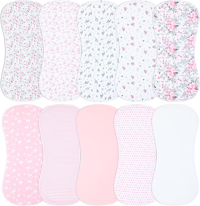 10-Pack Burp Cloths for Baby Boys and Girls - Organic Baby Burp Cloth,Baby Washcloths, Burp Rags, Large Neutral Burp Clothes for Newborn