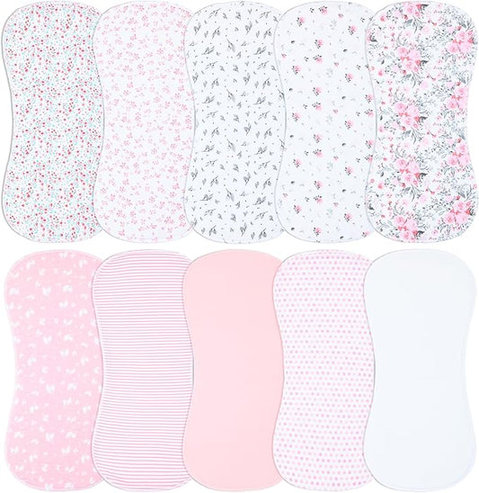 10-Pack Burp Cloths for Baby Boys and Girls - Organic Baby Burp Cloth,Baby Washcloths, Burp Rags, Large Neutral Burp Clothes for Newborn