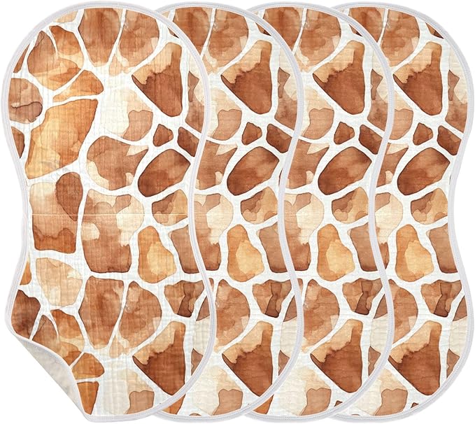 1Pc Giraffe Print Burp Cloth,Unisex Large Absorbent Soft Cotton Muslin Burping Cloths for Newborn Boys Girls,11x22in,A111944