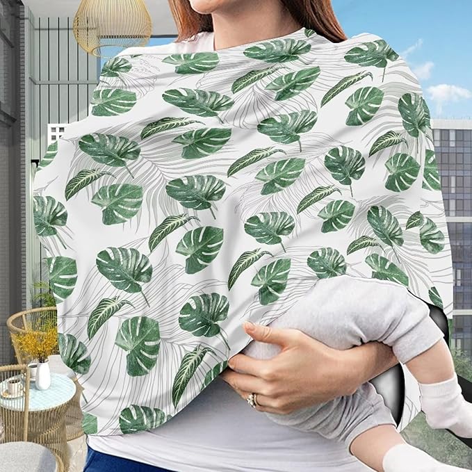 LedBack Baby Car Seat Cover for Babies, Banana Leaf Pattern Car Seat Breastfeeding Cover for Boys Girls Breathable Baby Carseat Canopy