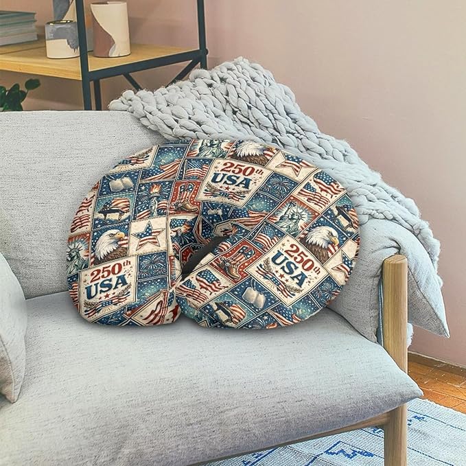Jeiento US Flag Eagle Soft Nursing Pillow Covers America's 250 Years Anniversary Patriotic Breastfeeding Pillowcase Newborn U-Shaped Cushion Cover for Baby Girl and Boys Independence Day Decor