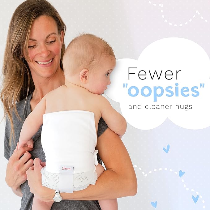 Diaper Extender - White, Waist Size 13-18 Inches | Washable & Reusable Diaper Extension for Disposable Diapers and Cloth Diapers | Leakproof Diaper Cover to Catch Diaper Blowout