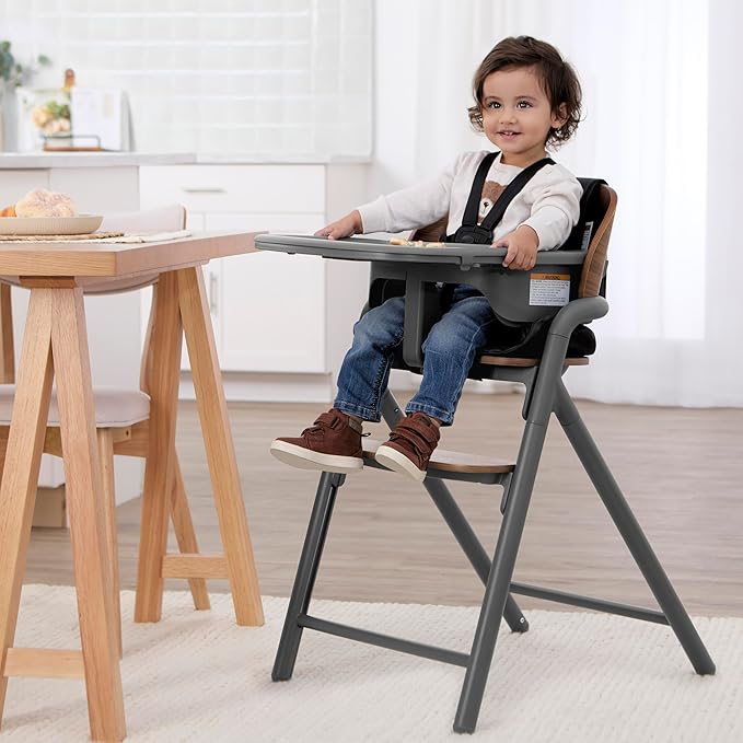 Evolur Step and Savor Baby High Chair, Converts to Adult Stool, 5 Position Adjustable Height and Footrest Positions Portable High Chair, Removable Tray, Easy to Clean and Removable Cushion