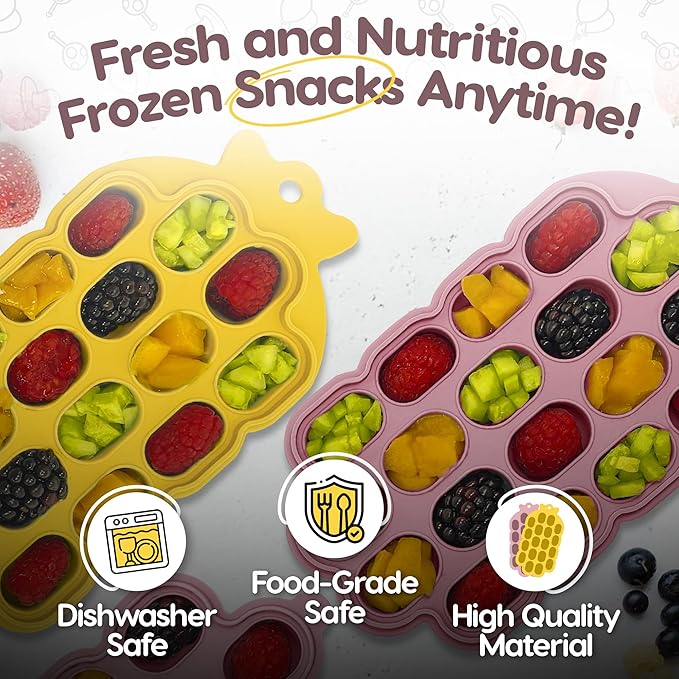 O’doe Baby Food Freezer Trays | BPA-Free, Food-Grade Silicone Freezer Molds with 2 Trays(18 Holes) | Silicone Freezer Trays with Lid and Baby Food Freezer Tray for Baby Food Storage Containers Freezer