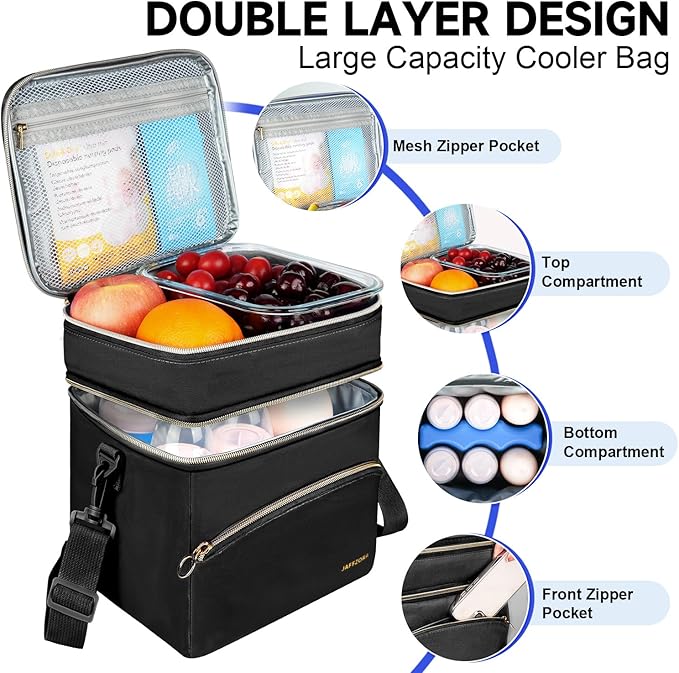 Breastmilk Cooler Bag with Ice Pack, Insulated Baby Bottle Tote Bags Fits 6 Bottles Up to 9 Ounce, Double Layer Breastmilk Travel Carrying Case for Nursing & Working Mom