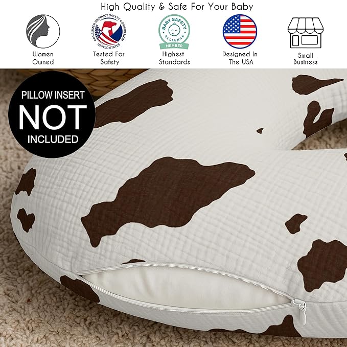 Sweet Jojo Designs Muslin Nursing Pillow Cover (Western Cow Print) for Baby Boys and Girls, Newborn, Infant 100% Cotton Breastfeeding Pillowcase -PILLOW NOT INCLUDED (South, Country, Wild West Cowboy)
