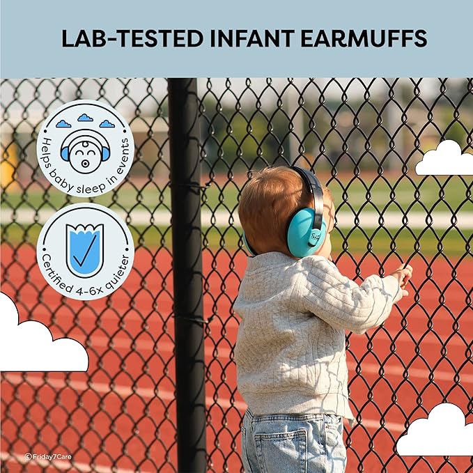 Friday 7Care Baby Headphones - Baby Ear Protection, Noise Cancelling Headphones with Adjustable Headband for Ages 0-24 Months, Blue