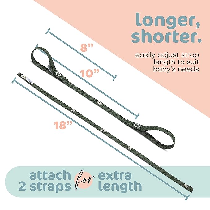 Baby Buddy Secure-A-Toy - Straps Toys, Teether, or Pacifiers to Strollers, Highchairs, Car Seats— Safety Leash With Adjustable Length to Keep Toys Sanitary & Clean, Pink/White 2 Count (Pack of 2)