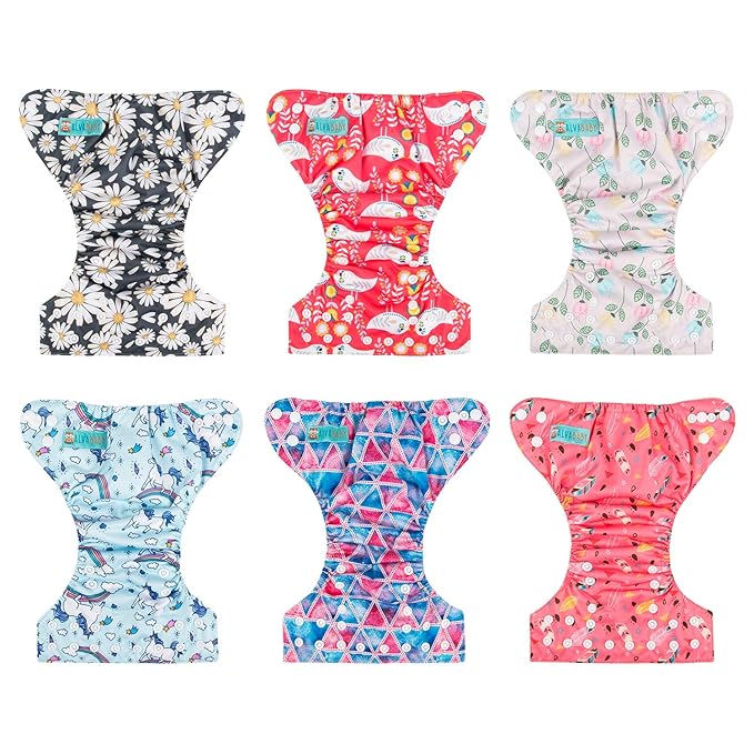 ALVABABY 6pcs with 12 Inserts Baby Cloth Diapers Pocket Newborn Diaper for Less Than 12pounds Baby Snaps Cloth Diapers Nappy