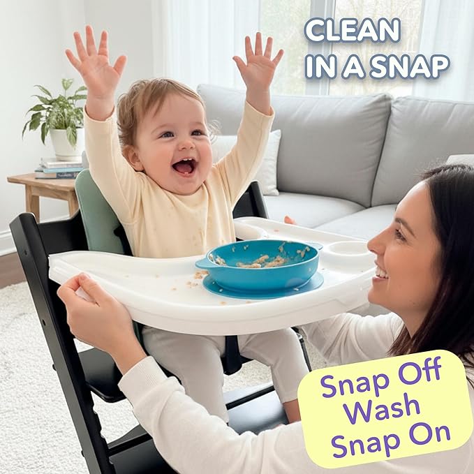 Replacement Tray & Cover for Stokke Tripp Trapp Highchair | Combo of Matte White Tray + Clear Cover for Easy Cleaning & Strong Suction