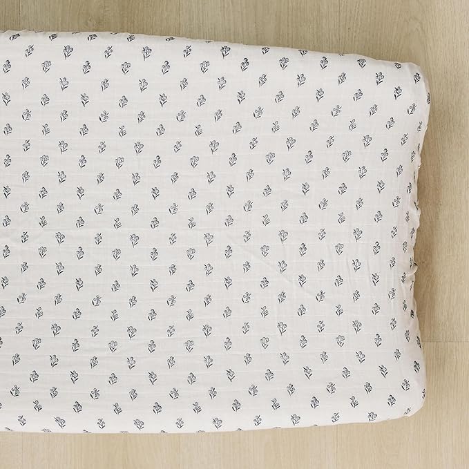 Mebie Baby Changing Pad Cover, Cream Berry, 100% Muslin Cotton Changing Table Pad Cover for Baby Boy and Girl, Designer Nursery Decor Covers, Diaper Changing Pad Cover for Changing Station