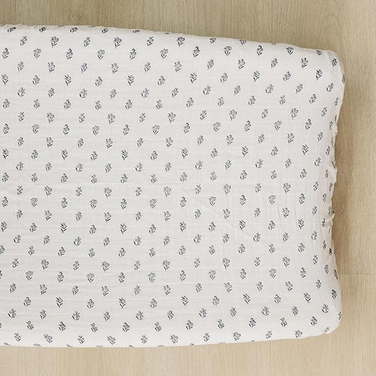 Mebie Baby Changing Pad Cover, Cream Berry, 100% Muslin Cotton Changing Table Pad Cover for Baby Boy and Girl, Designer Nursery Decor Covers, Diaper Changing Pad Cover for Changing Station