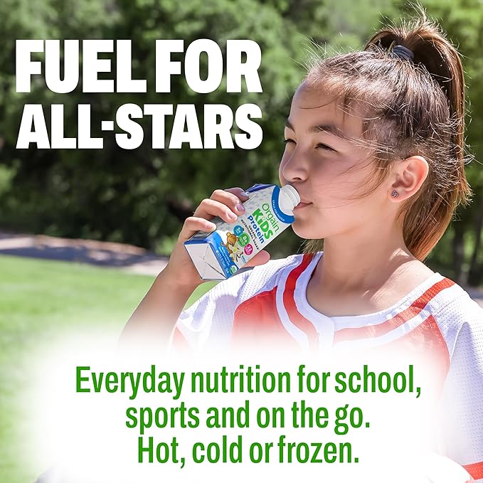 Orgain Organic Kids Protein Nutritional Shake, Vanilla - 8g of Protein, 22 Vitamins & Minerals, Fruits & Vegetables, Gluten Free, Soy Free, Non-GMO, 8.25 Fl Oz (Pack of 4)