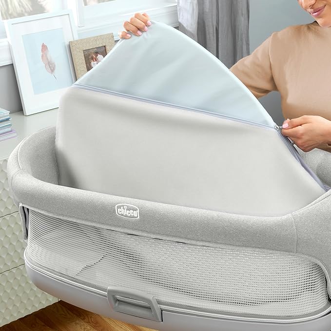 Chicco Close to You 3-in-1 Bassinet, Bedside Sleeper and Changing Table with Storage Organizer, Adjustable Height, Oat/Beige