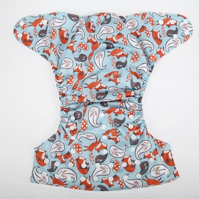 2 to 7 Years Old Junior Big Cloth Diaper Nappy Pocket Reusable Washable Baby Kids Toddler (Paisley Fox)