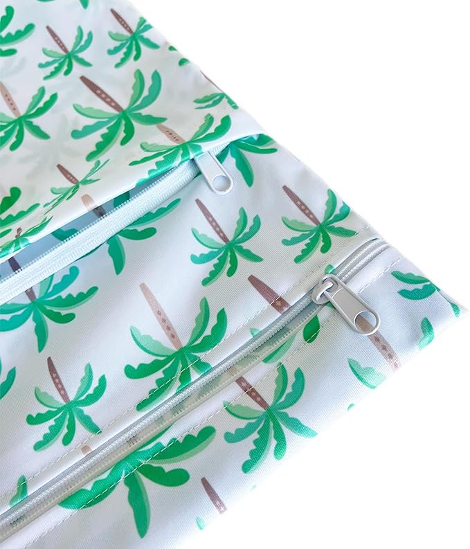 Wet Dry Bag for Cloth Diapers, 2PCS Waterproof Reusable Wet Bag with Zippered Pockets, Washable, Reusable for Travel, Beach, Pool, Stroller, Diapers, Dirty Gym Clothes, Swimsuits, 14x12In & 12x11In