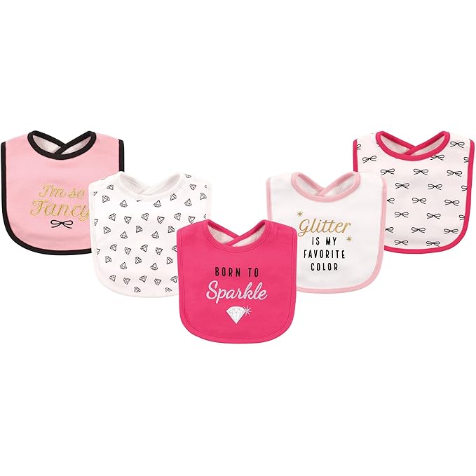 Hudson Baby Unisex Baby Cotton Bibs, Sparkle, One Size