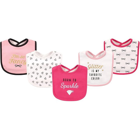 Hudson Baby Unisex Baby Cotton Bibs, Sparkle, One Size