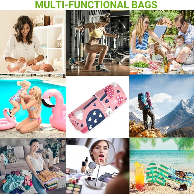visesunny Hedgehog Forest 2Pcs Wet Bag with Zippered Pockets Washable Reusable Roomy for Travel,Beach,Pool,Daycare,Stroller,Diapers,Dirty Gym Clothes, Wet Swimsuits, Toiletries